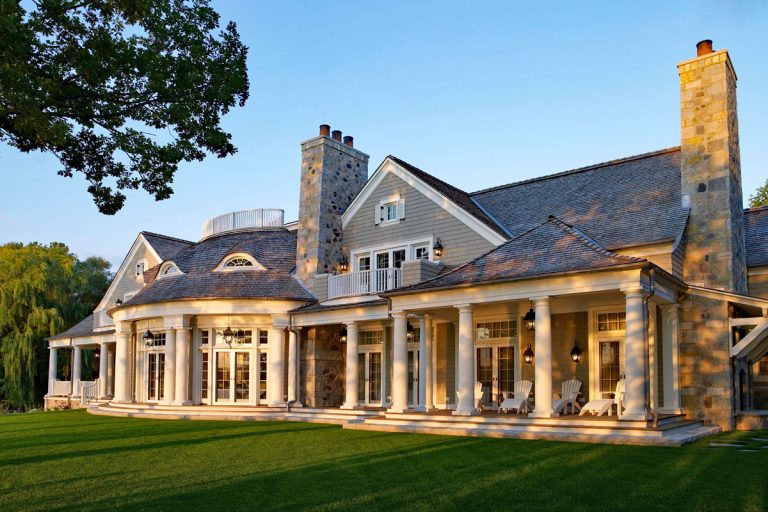 Shingle Style Summer Lake House with Classical Elements