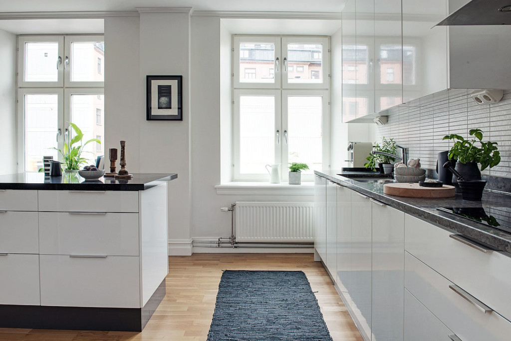 Black And White Themed Scandinavian Apartment With Modern Dream Kitchen ...