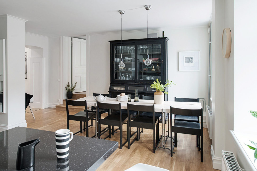 Black And White Themed Scandinavian Apartment With Modern Dream Kitchen ...