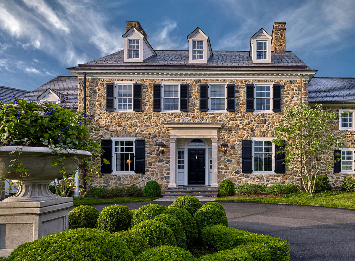 Colonial Revival Style Stone House