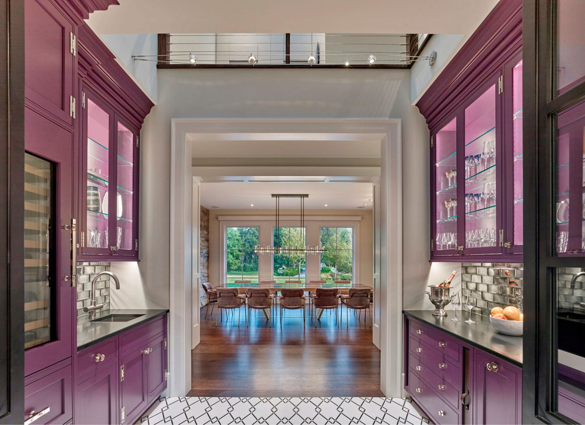 Pantry with Purple Kitchen Cabinets