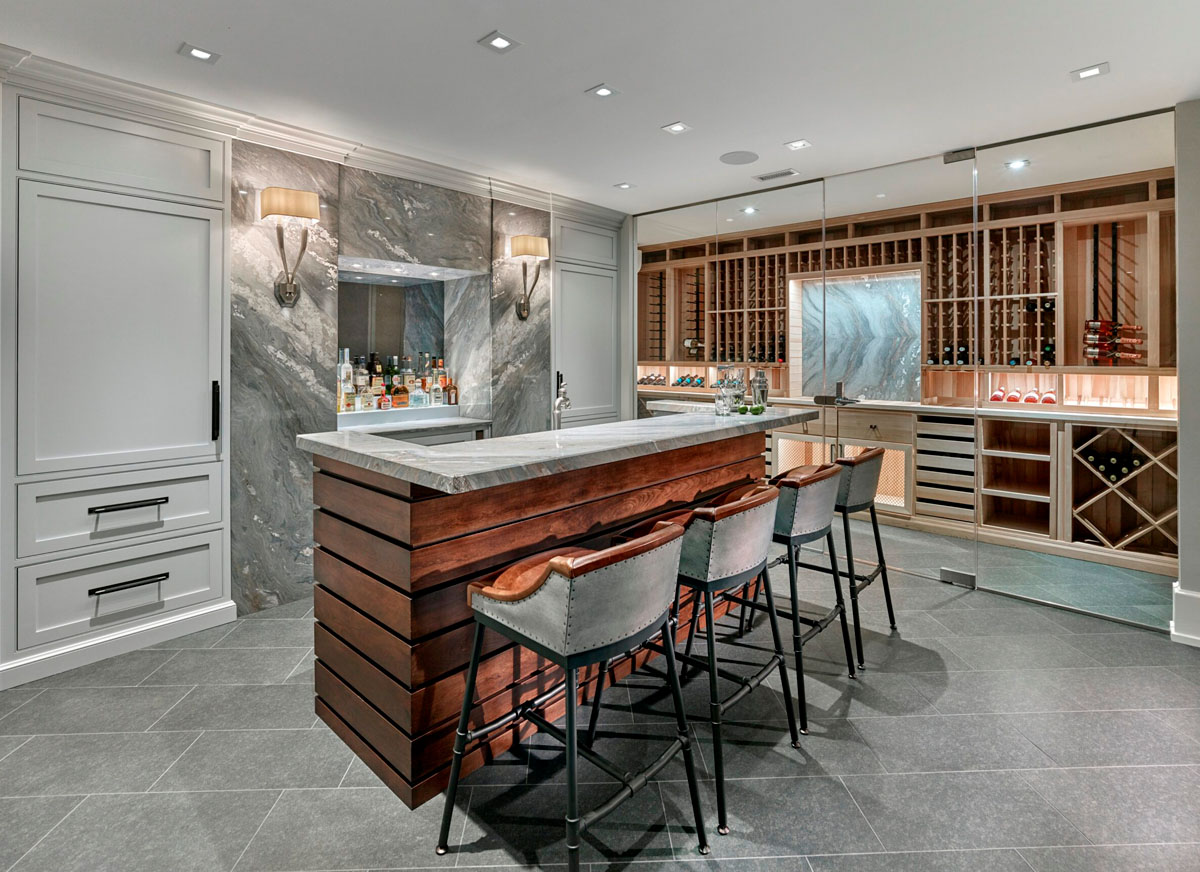 Modern Basement Bar and Wine Room