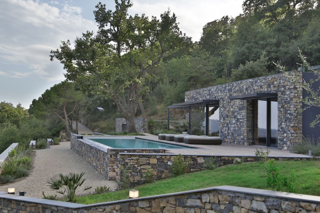 Modern Italian Stone Villa On A Hill Overlooking The Ligurian Landscape ...