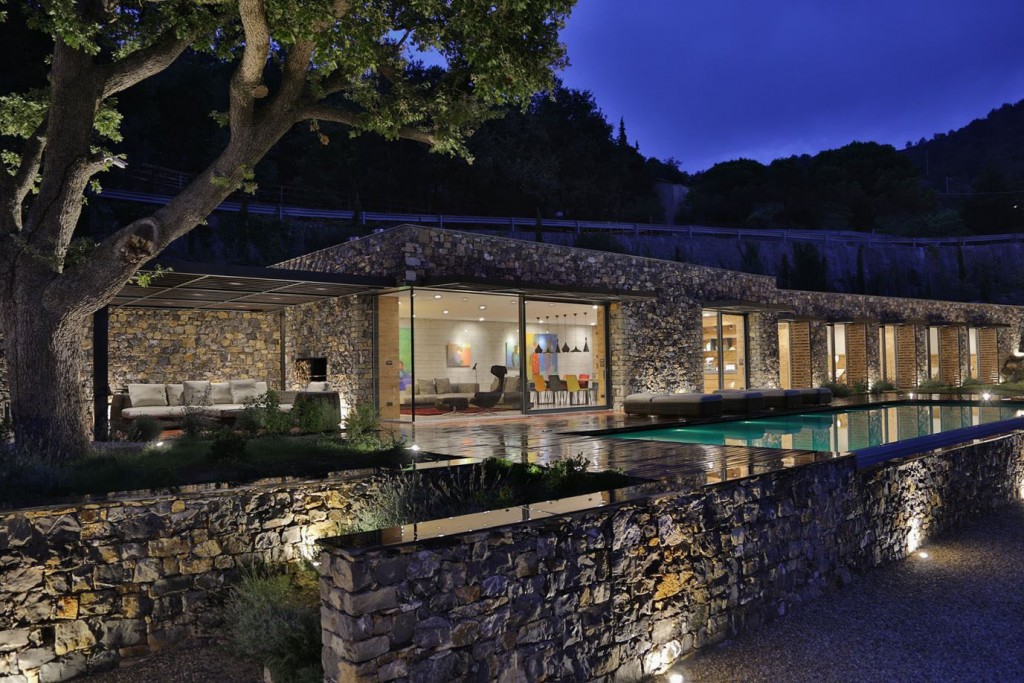 Modern Italian Stone Villa On A Hill Overlooking The Ligurian Landscape ...