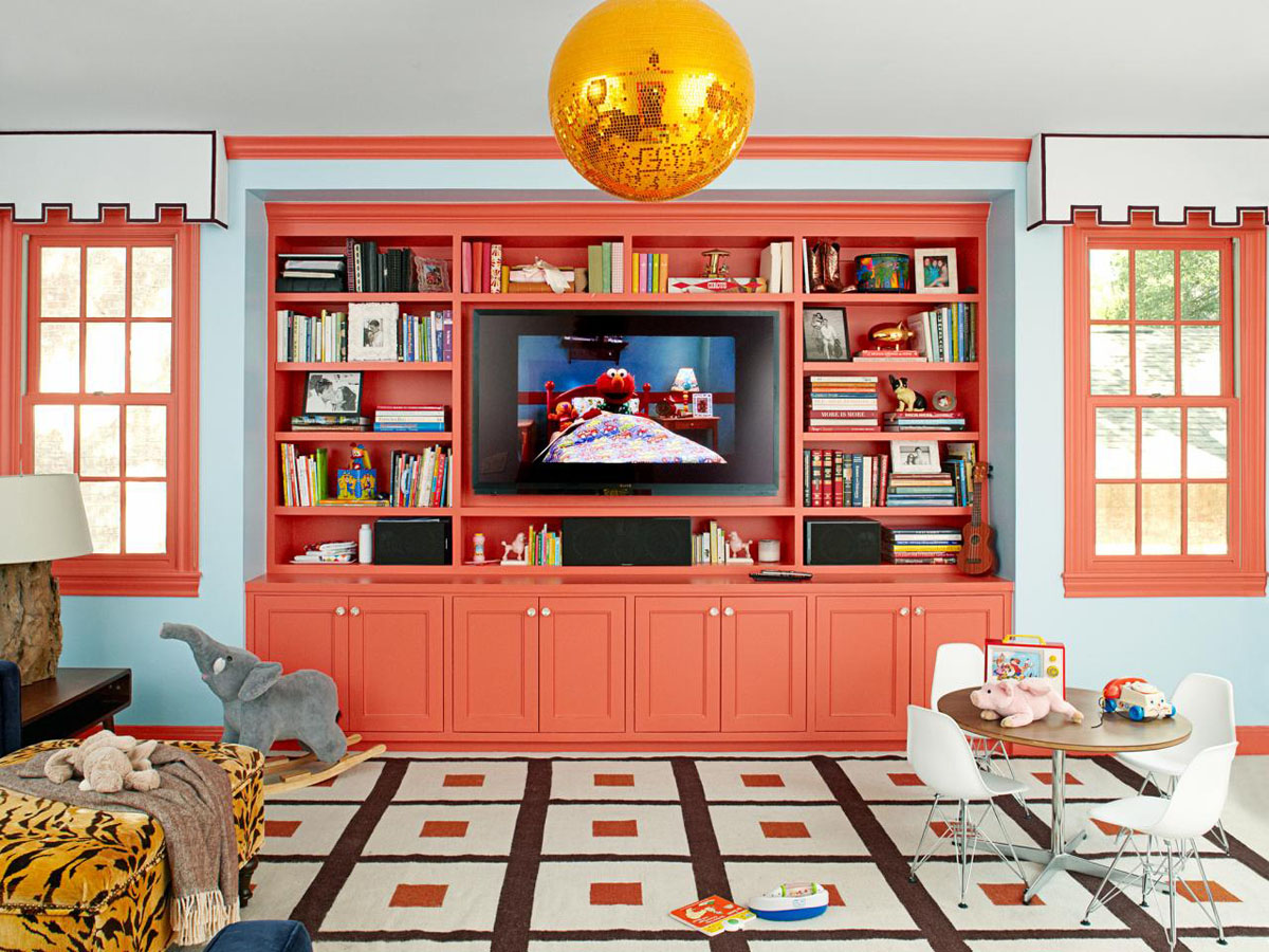 coral color living room