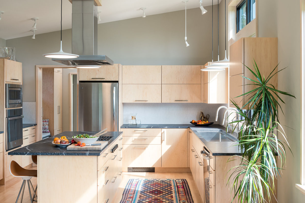 Kitchen with Maple Wood Cabinets