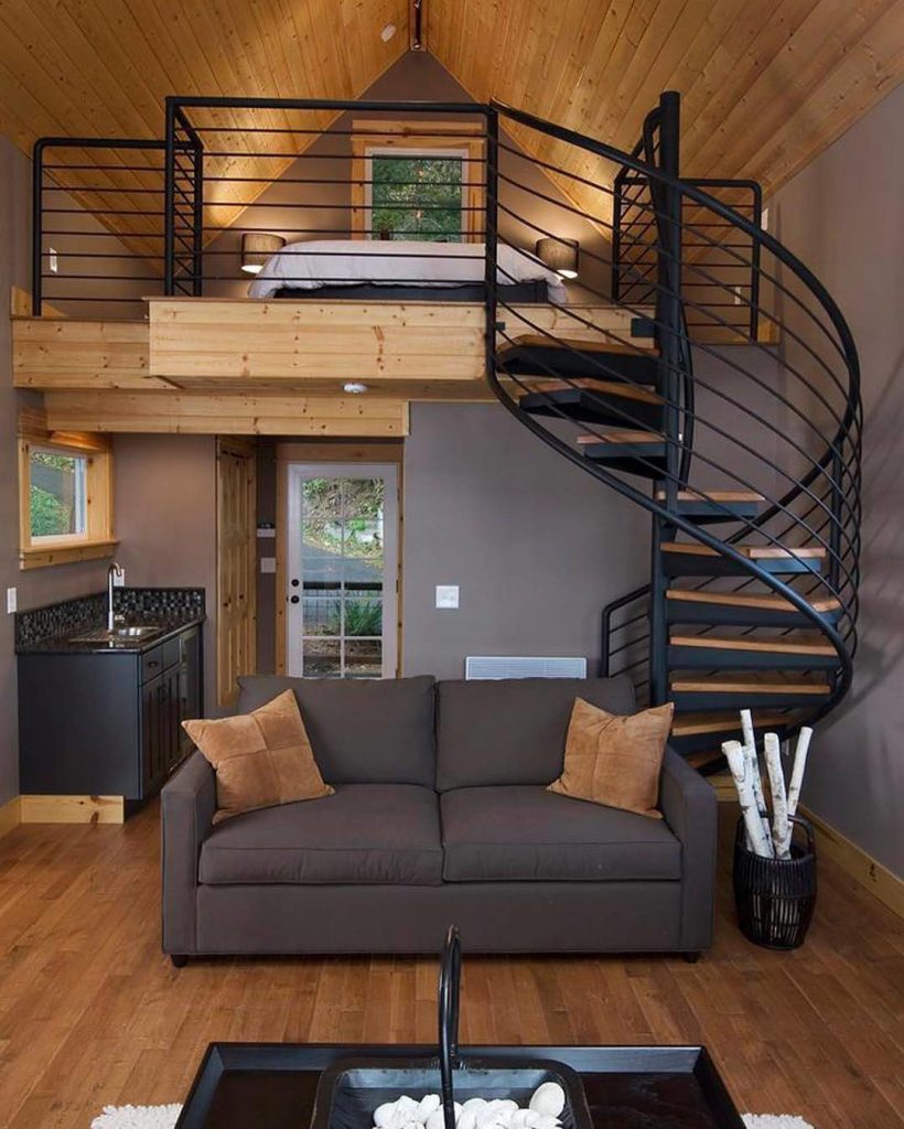 Cozy Waterfront Studio Cabin with Spiral Staircase | iDesignArch ...