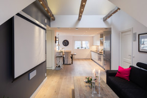 Elegant Small One Bedroom Modern Attic Apartment With Exposed Wood ...