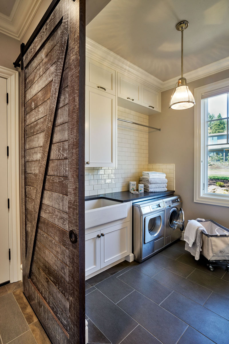 Laundry Room with Rustic Barn Door