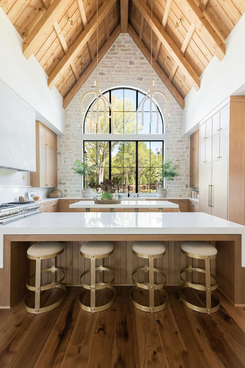 Kitchen with Dramatically Vaulted Ceilings