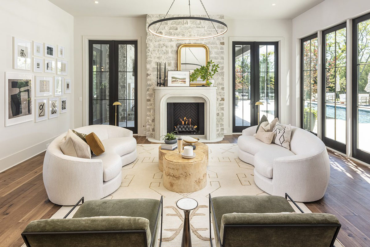 Fireplace with Stone Wall