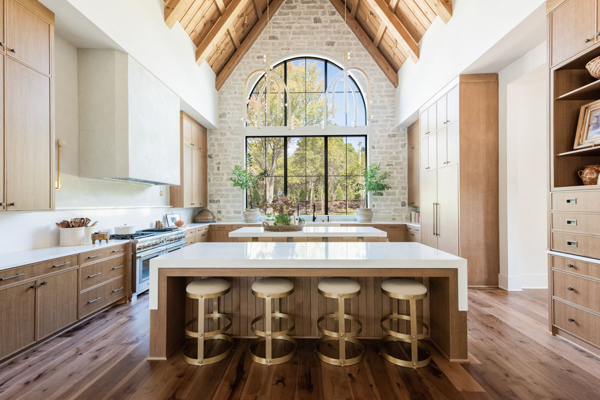 Kitchen with Natural Stone and Warm Wood Tones