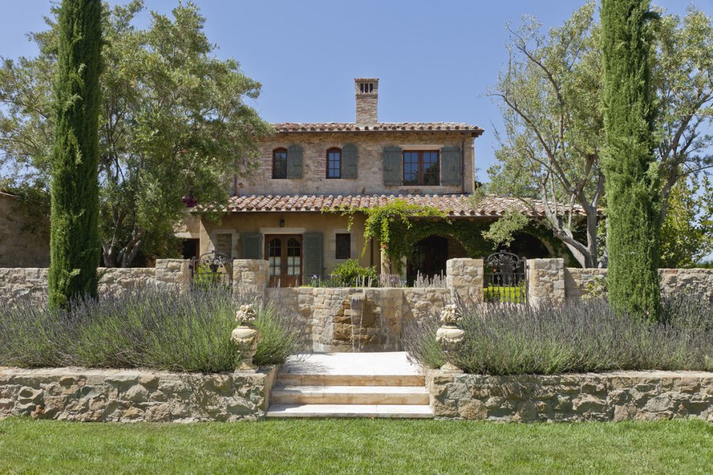 Rustic Tuscan Farmhouse Style Stone Villa in California